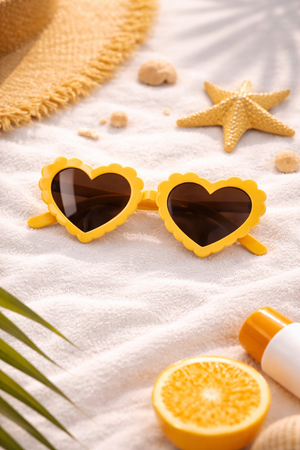 Sunny Yellow Heart-Shaped Dog Sunglasses – Cute UV Protection Shades