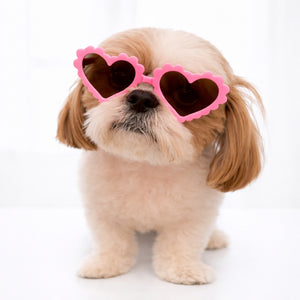Hot Pink Heart-Shaped Dog Sunglasses – Cute UV Protection Shades