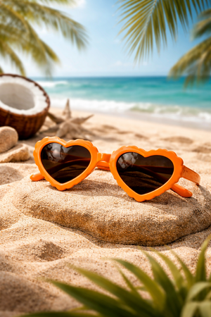 Bright Orange Heart-Shaped Dog Sunglasses – Cute UV Protection Shades