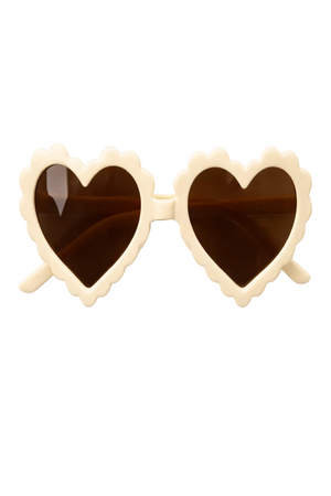Cream Heart-Shaped Dog Sunglasses – Elegant UV Protection Shades