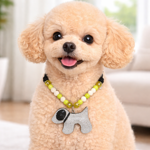 Glam Puppy Pendant Glitter Necklace