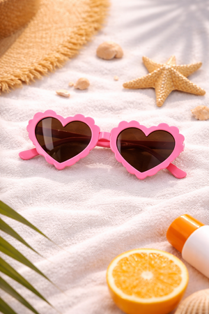 Hot Pink Heart-Shaped Dog Sunglasses – Cute UV Protection Shades