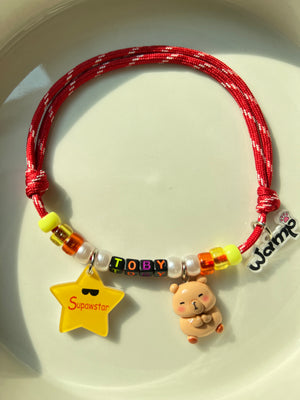 Supawstar Teddy Charm Name Necklace