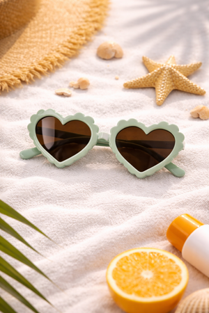 Mint Green Heart-Shaped Dog Sunglasses – Cute UV Protection Shades