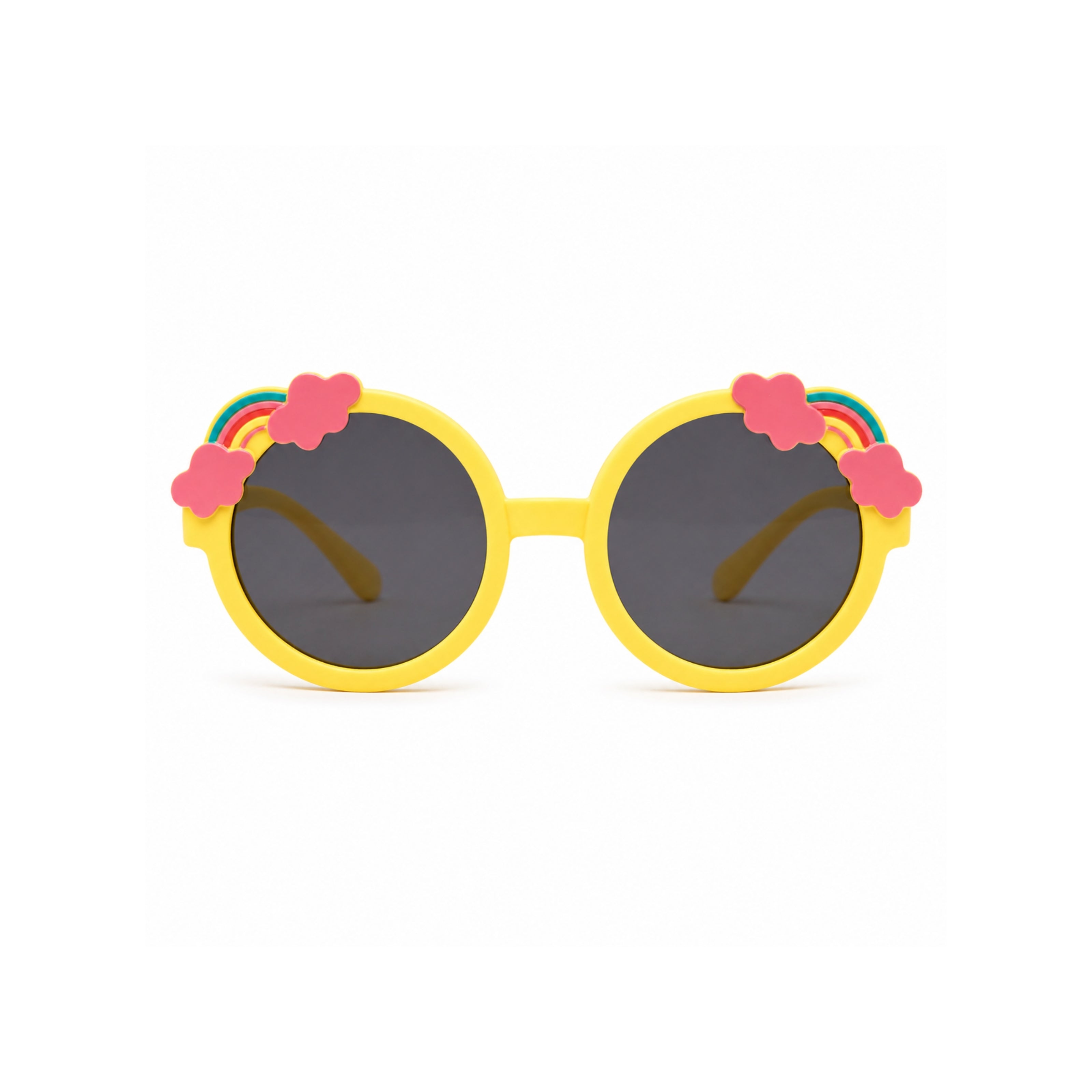 Cute Rainbow Cloud Pet Dog Sunglasses – Lemon Yellow Round UV Protection Shades