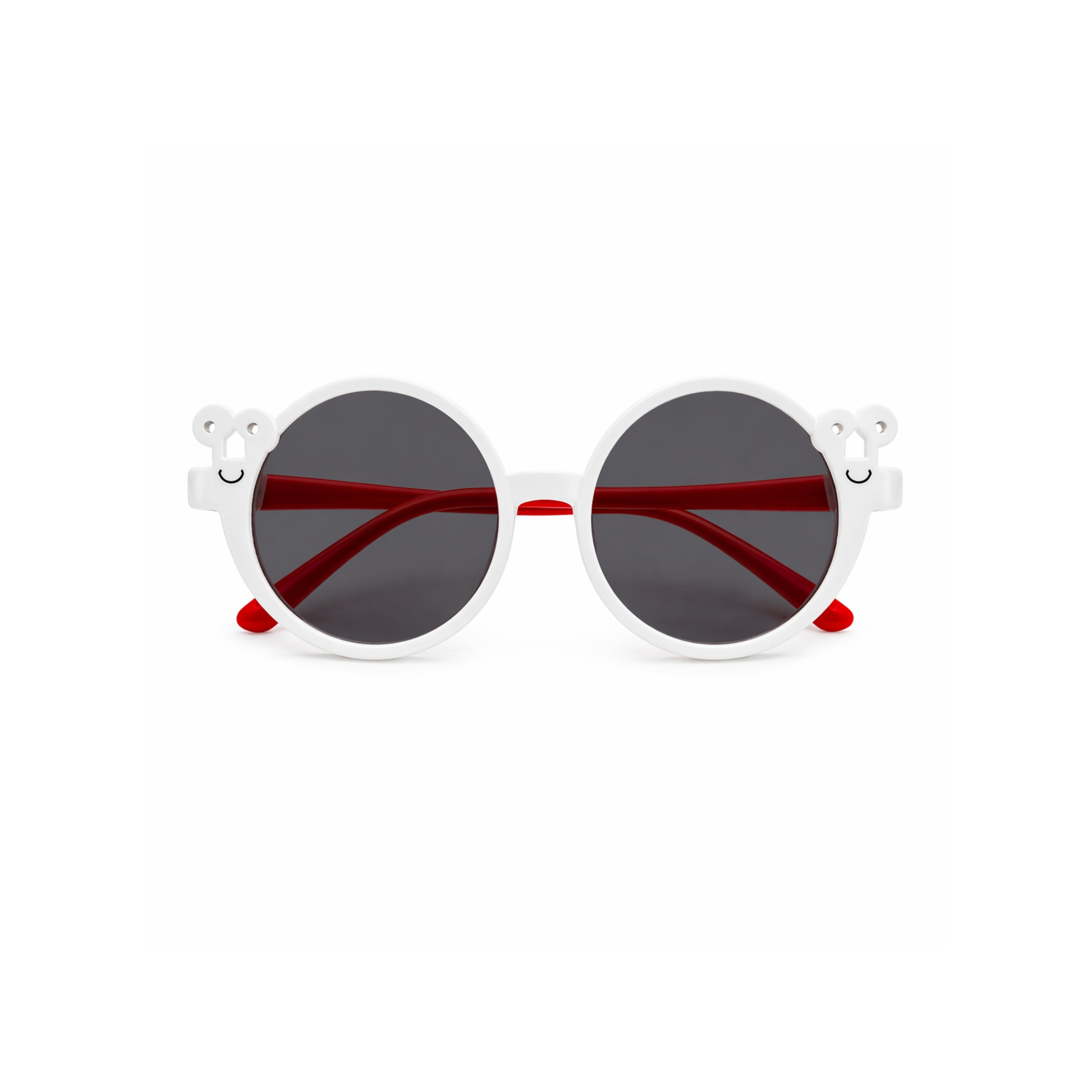 Cute Smiley Face Pet Dog Sunglasses – White Round UV Protection Shades