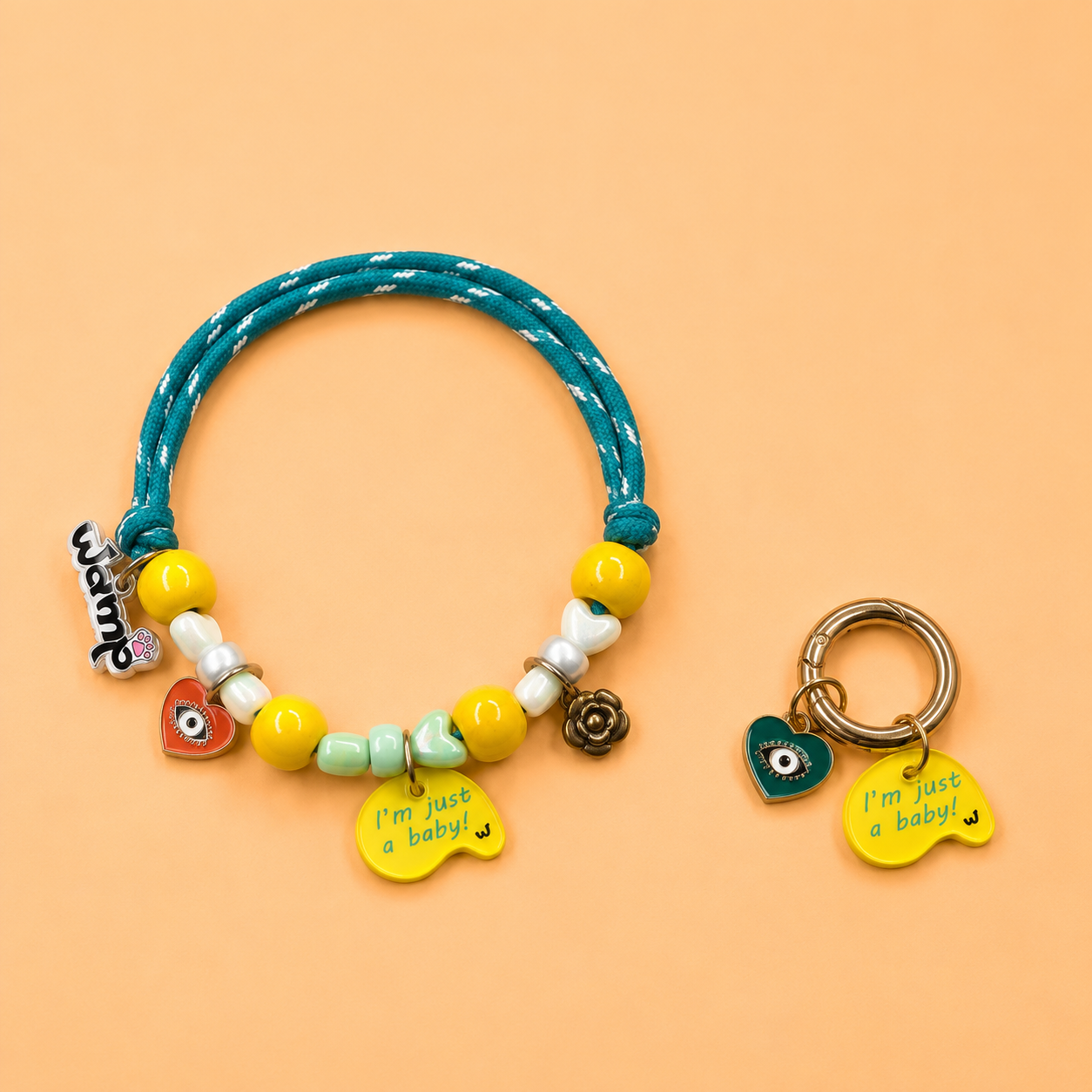 I'm Just A Baby Pet Neck Rakhi + Matching Keychain Tag | Behen Special Rakhi Combo