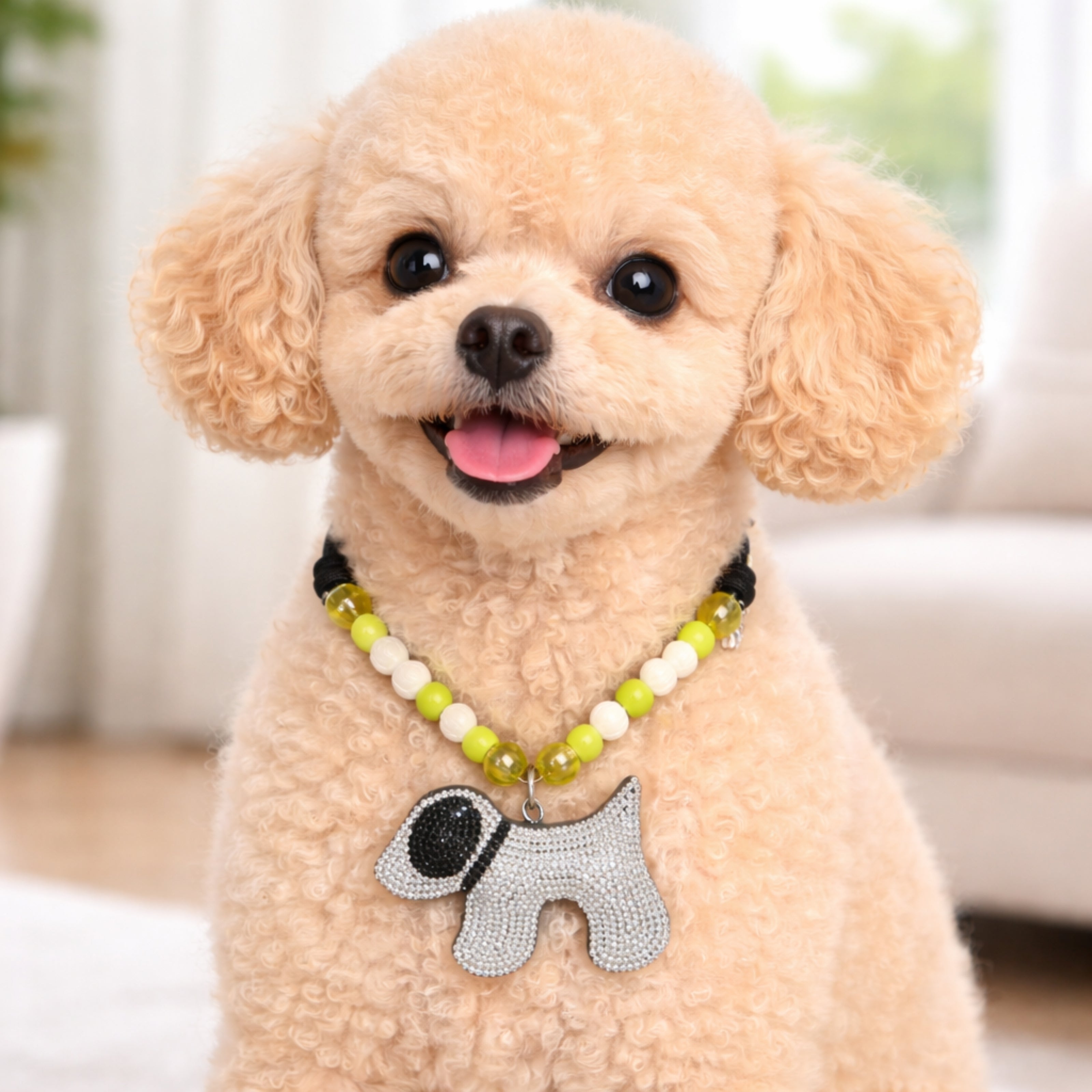 Glam Puppy Pendant Glitter Necklace