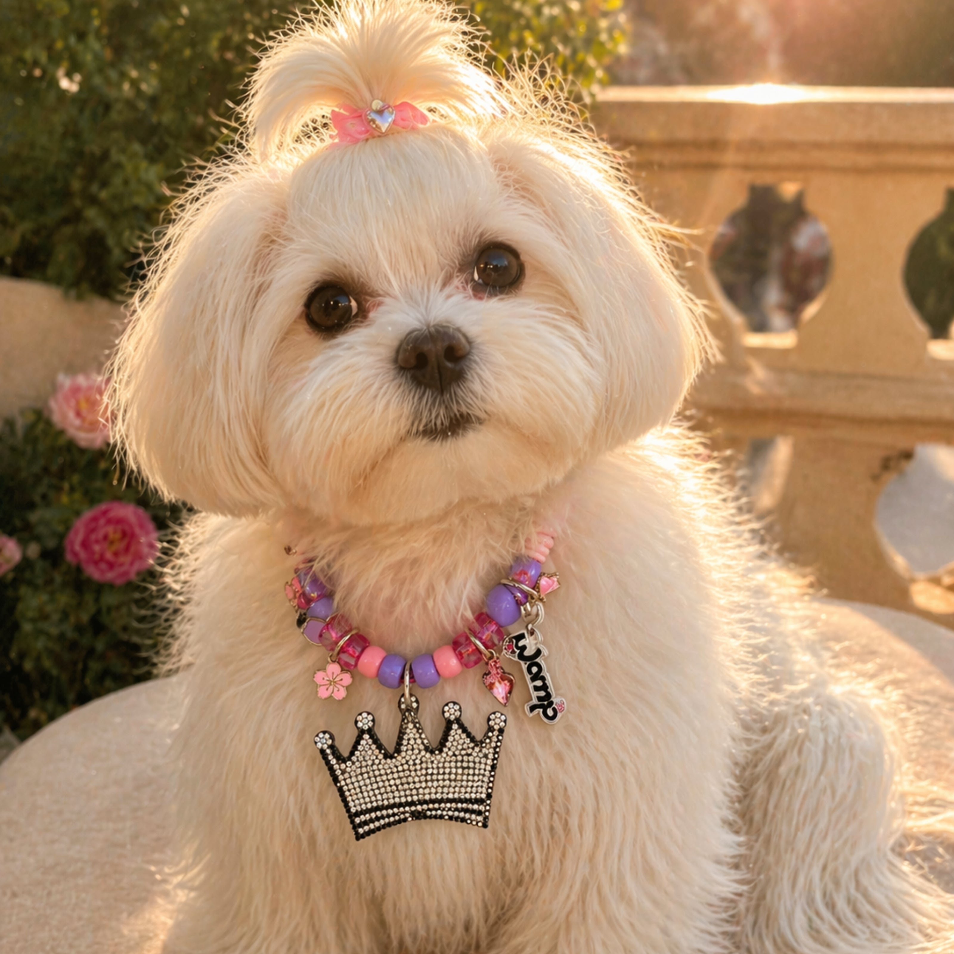 Glitter Crown Dog Necklace