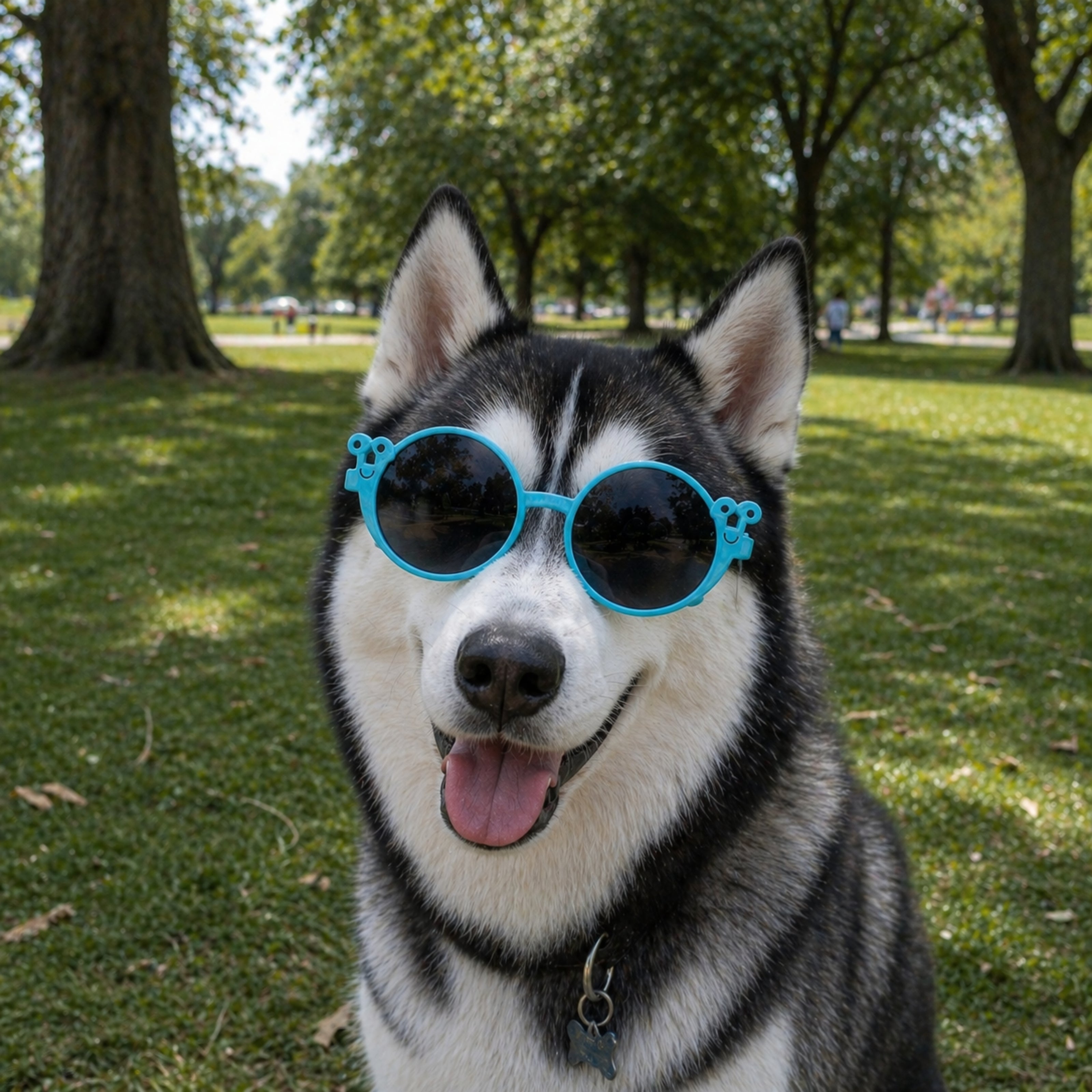 Cute Smiley Face Pet Dog Sunglasses – Blue Round UV Protection Shades