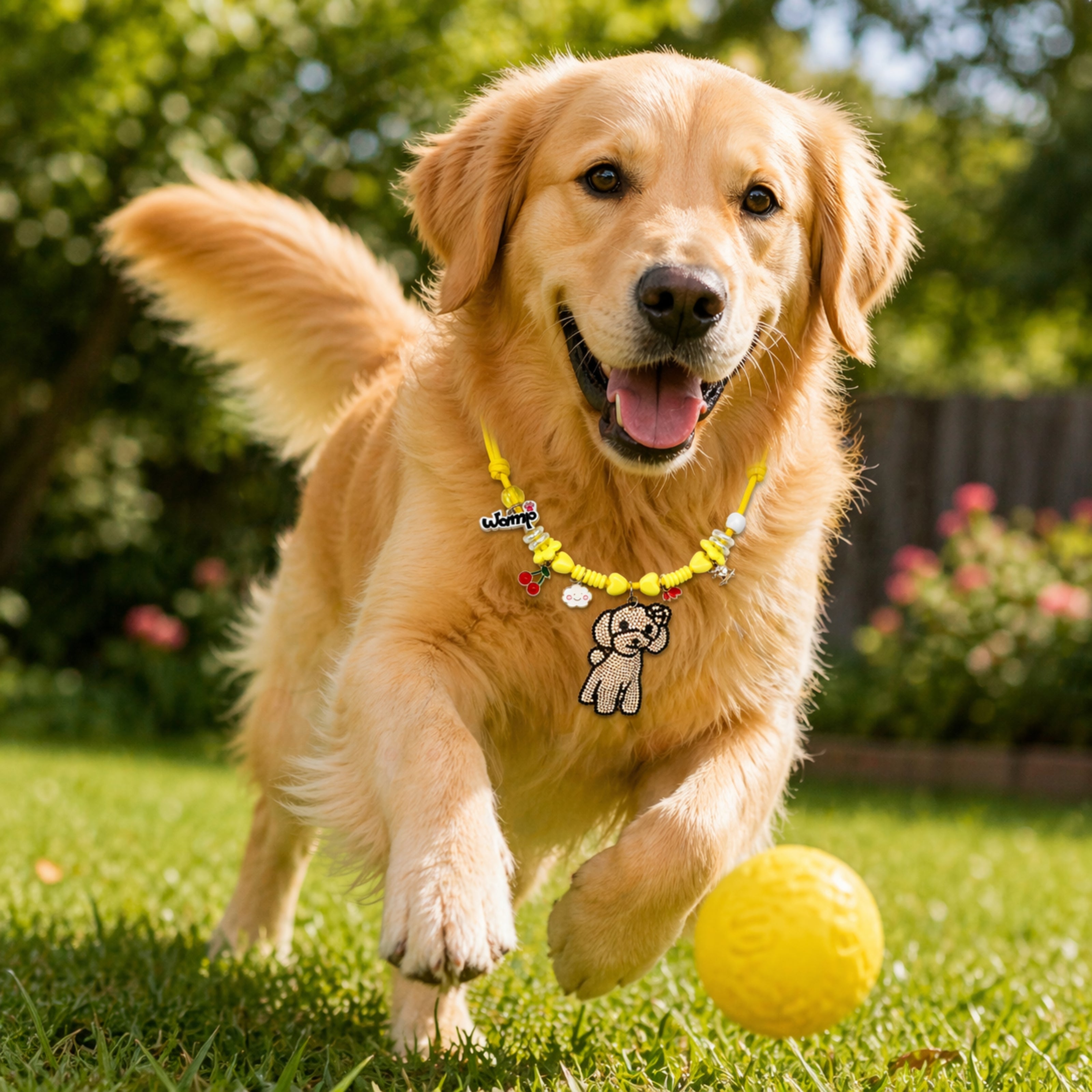Golden Pup Glitter Necklace