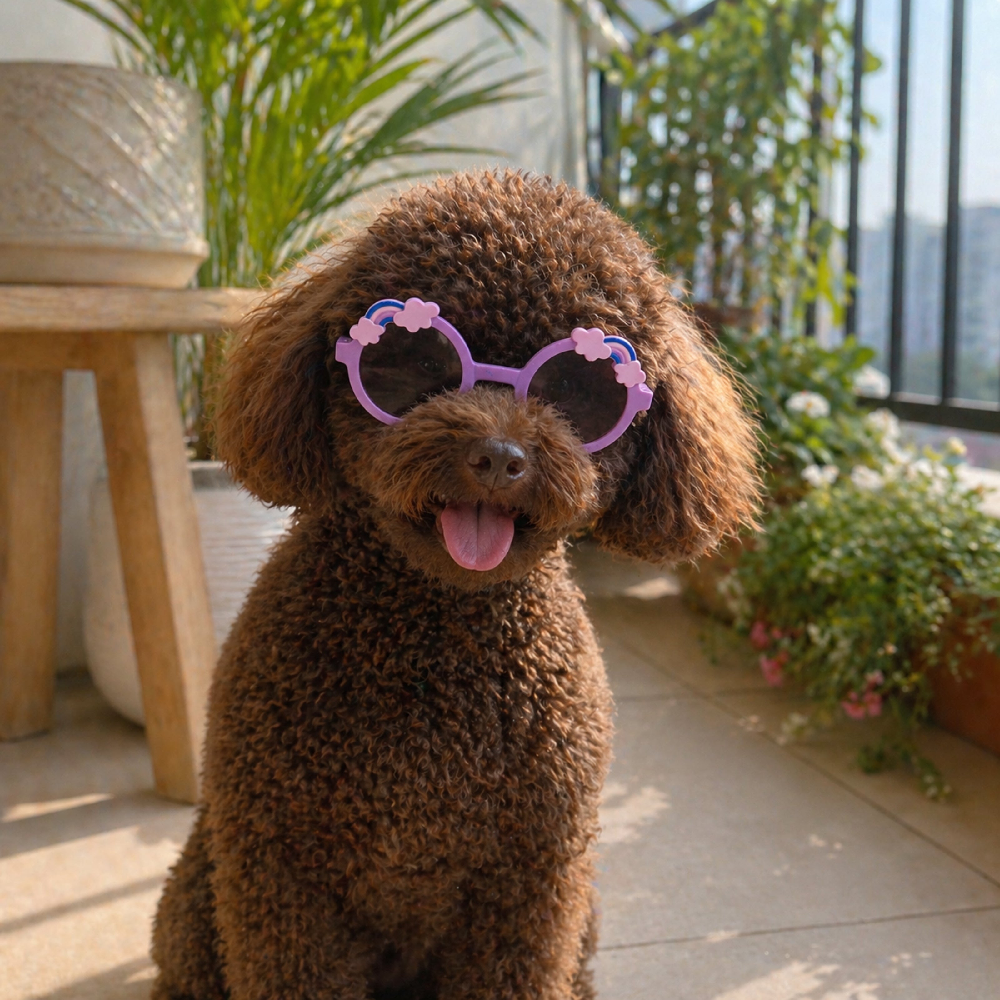 Cute Rainbow Cloud Pet Dog Sunglasses – Purple Round UV Protection Shades