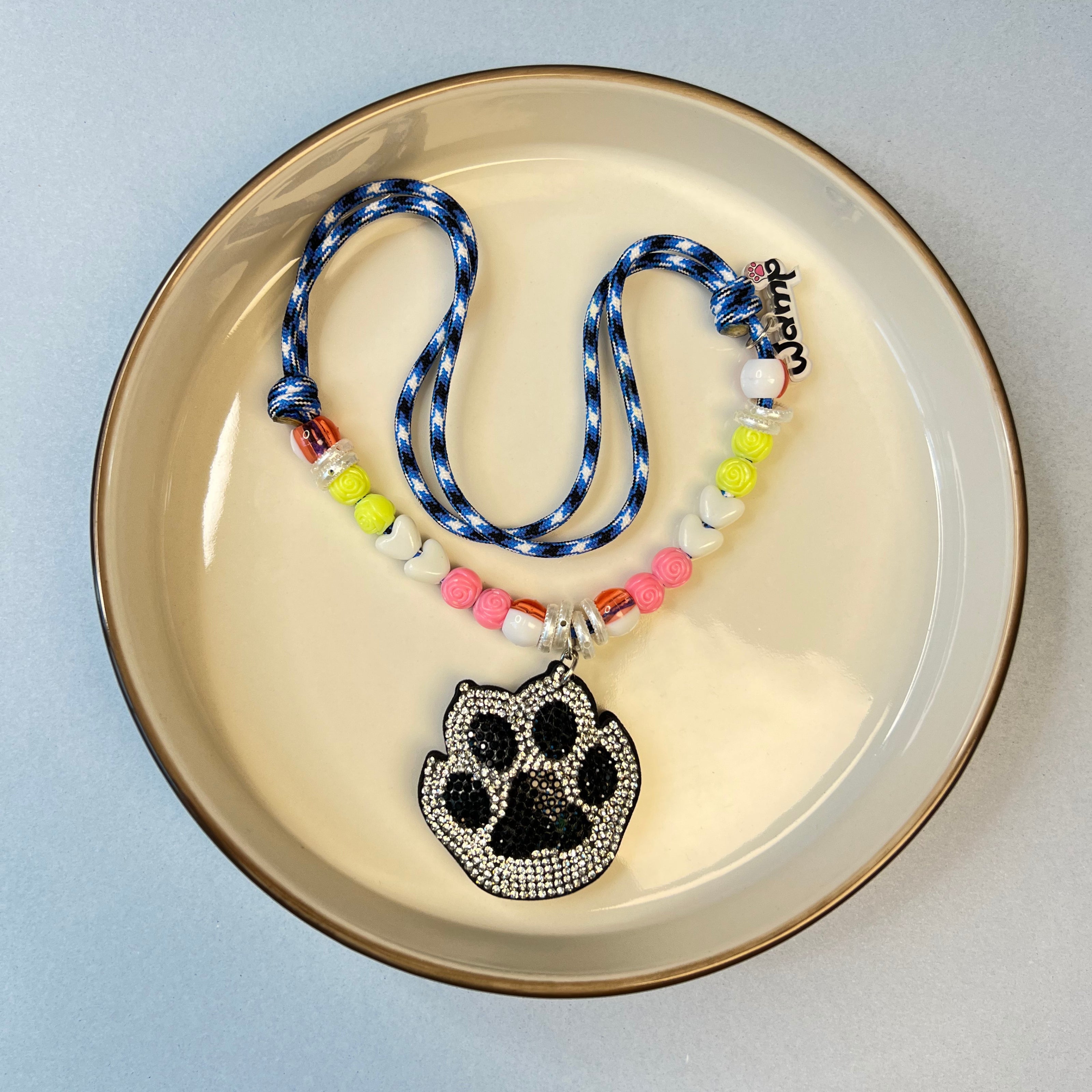 Paw Print Bling Dog Glitter Necklace