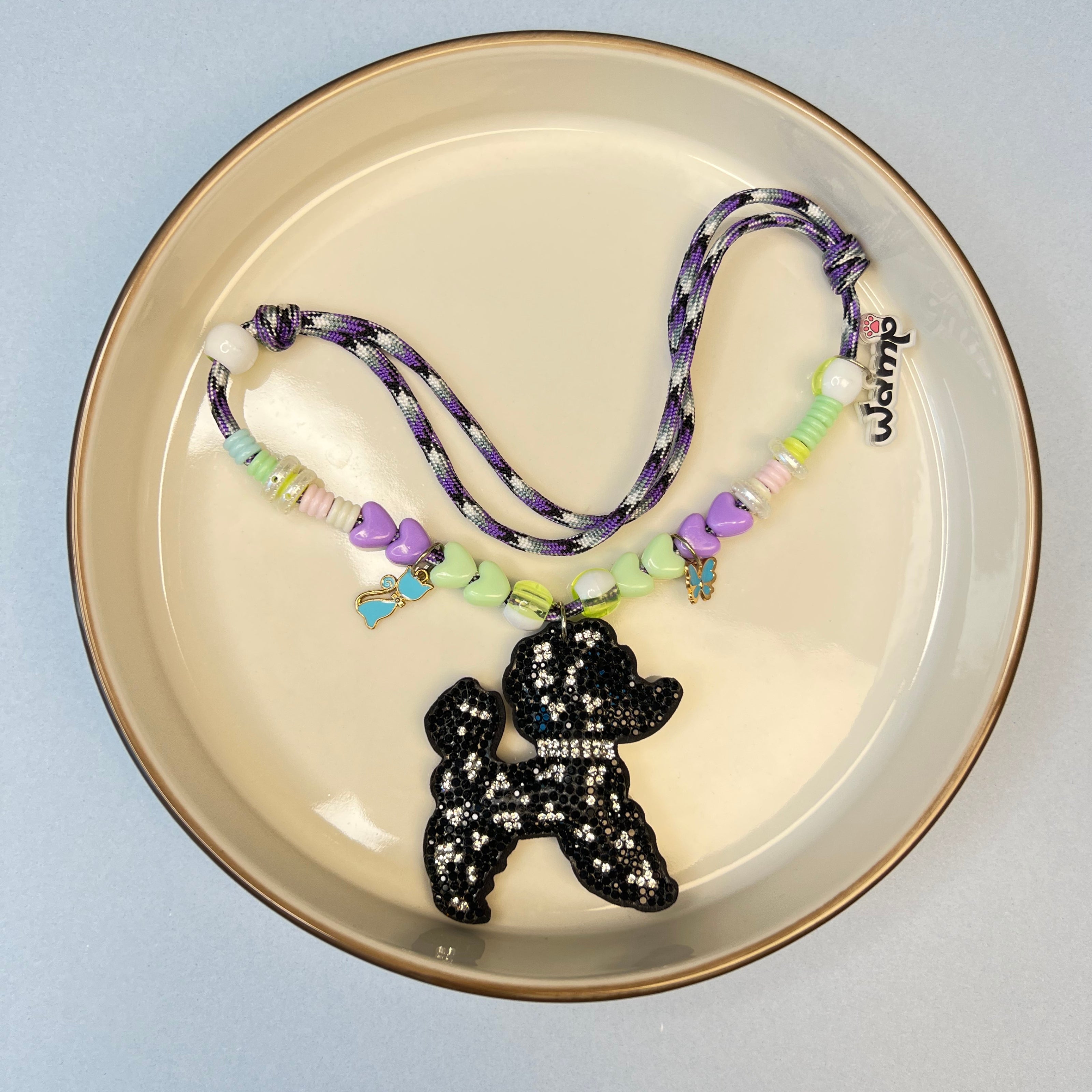 Pastel Heart Bling Puppy Glitter Necklace