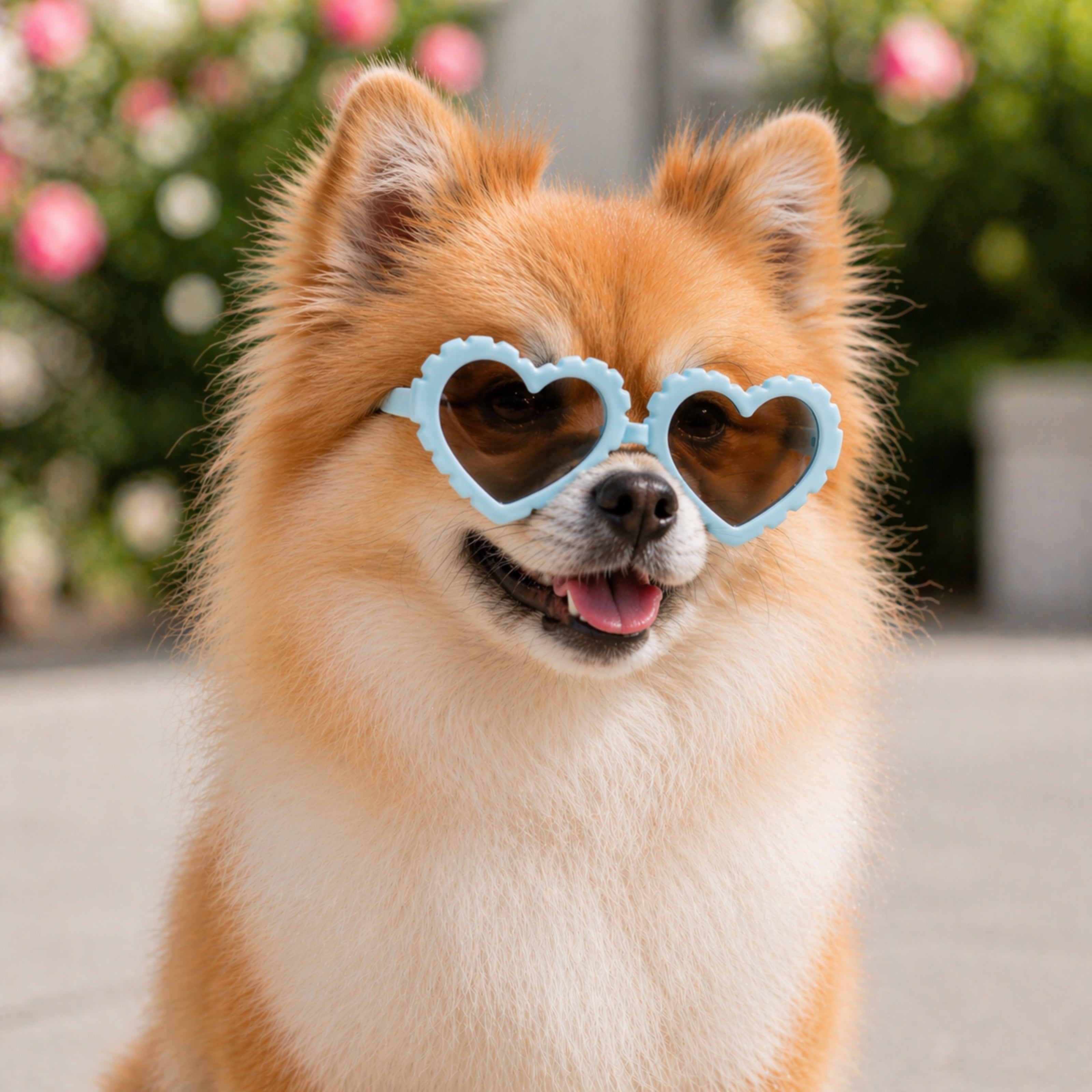 Light Blue Heart-Shaped Dog Sunglasses – Cute UV Protection Shades