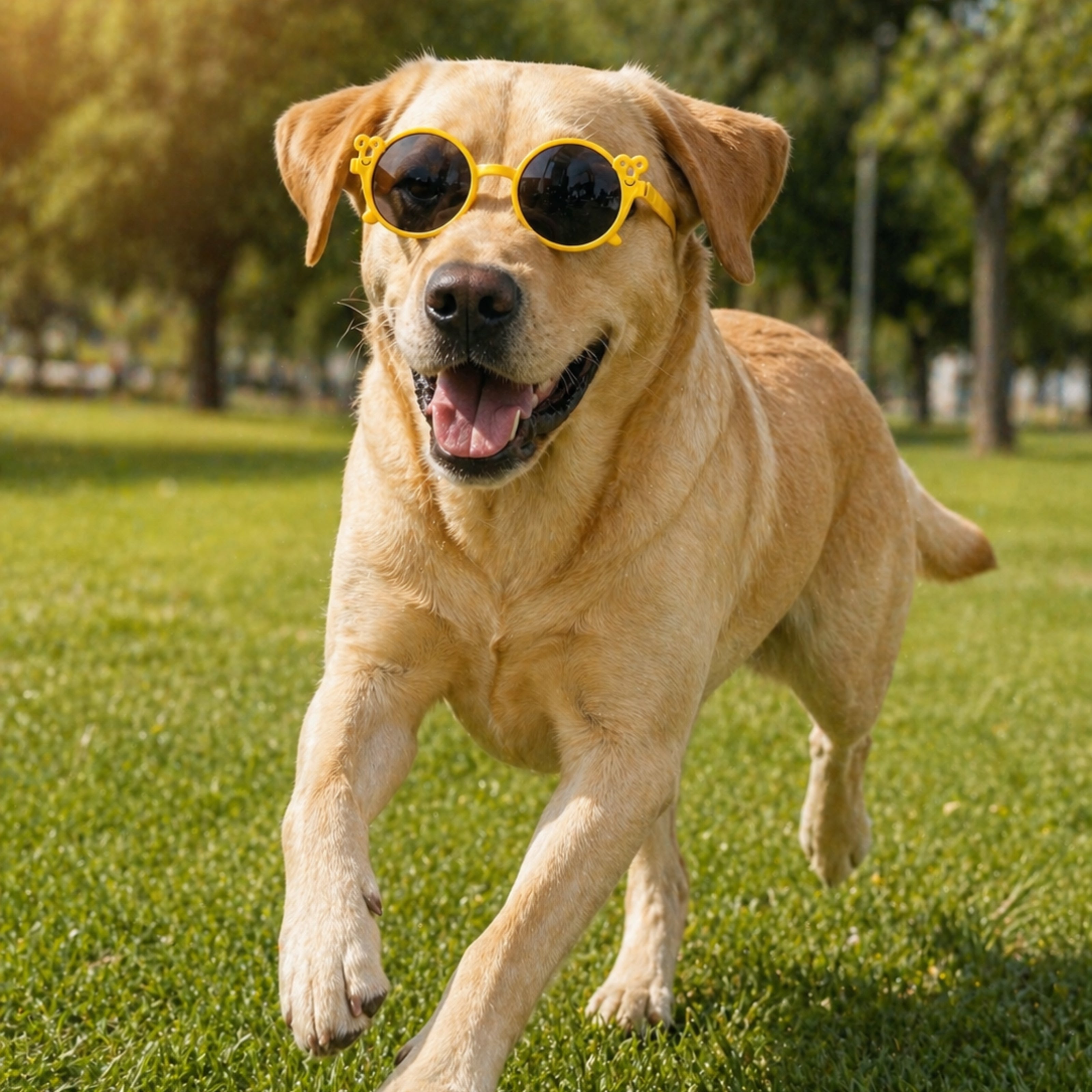 Cute Smiley Face Pet Dog Sunglasses – Yellow Round UV Protection Shades
