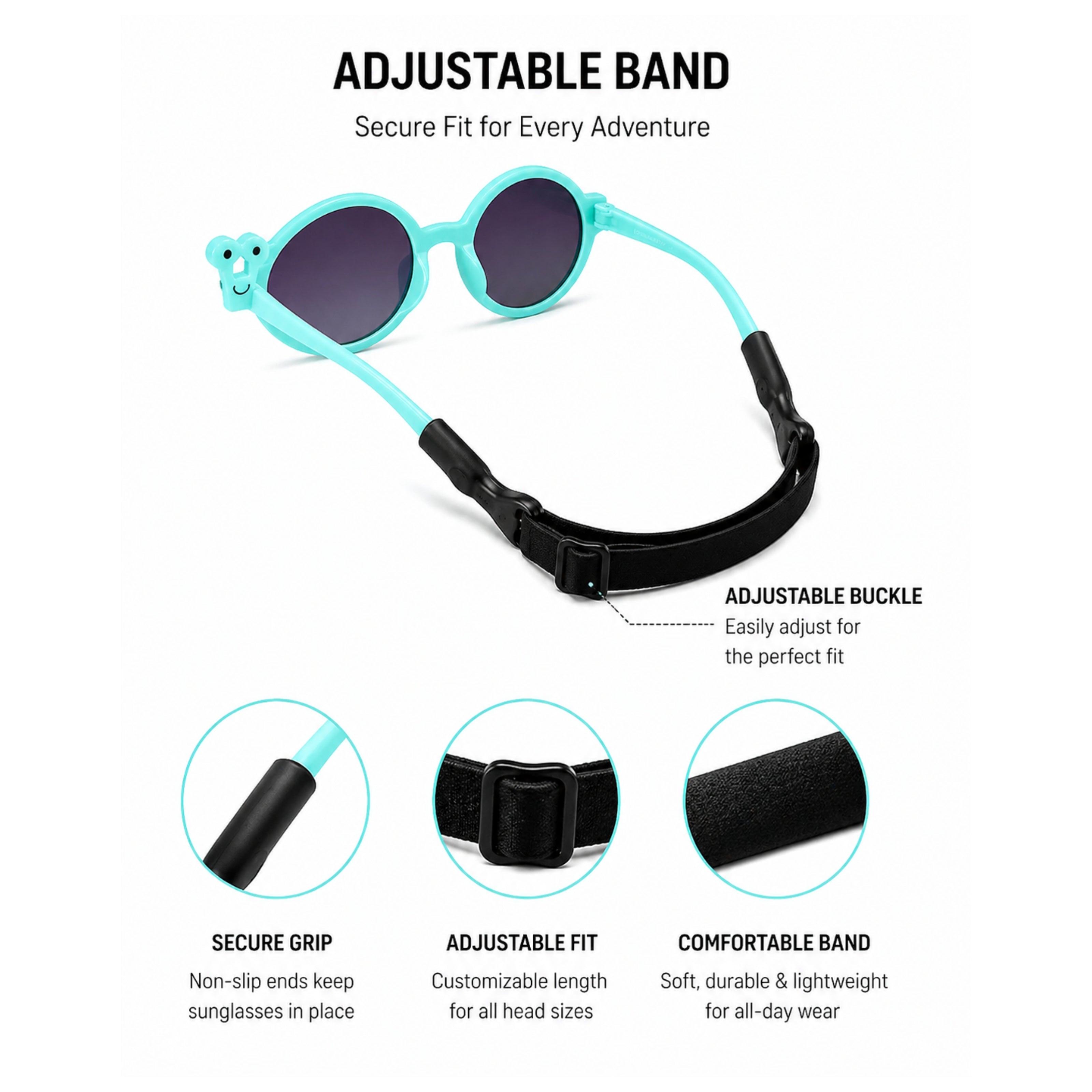 Cute Smiley Face Pet Dog Sunglasses – Turquoise Round UV Protection Shades