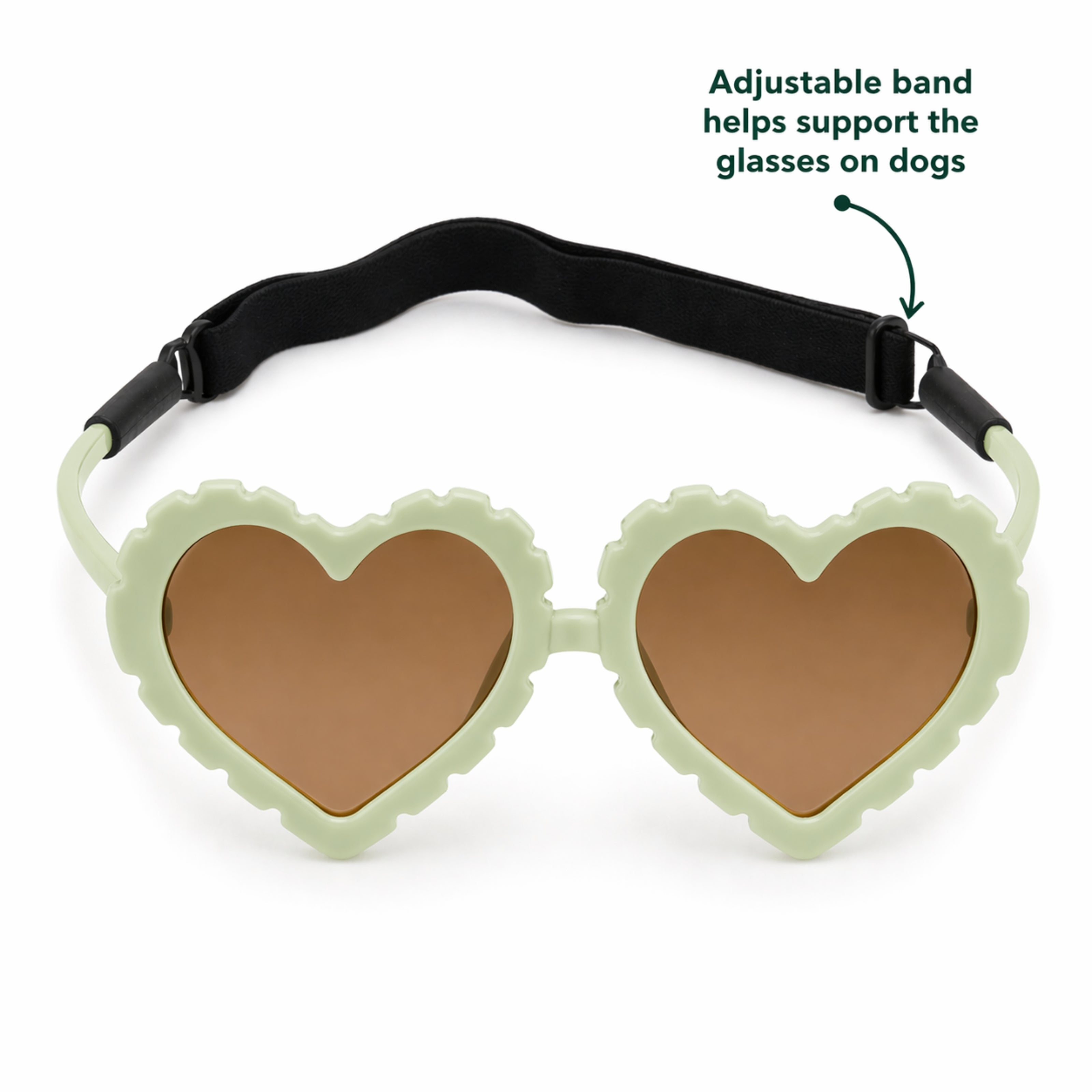 Pistachio Green Heart-Shaped Dog Sunglasses – Cute UV Protection Shades