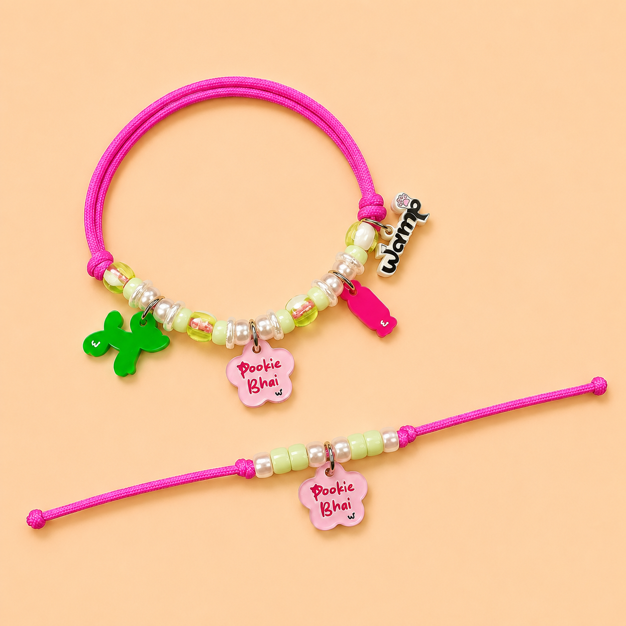 Pookie Bhai Paw & Bro Combo | Pet Neck Rakhi + Kids Rakhi Set
