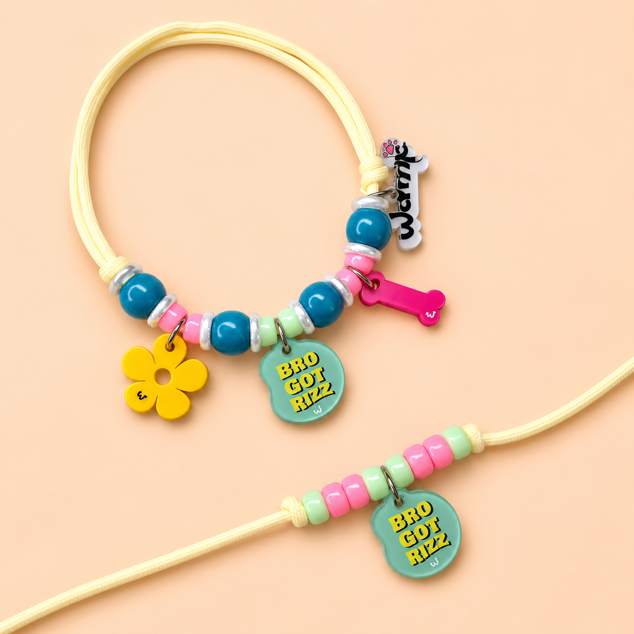 Bro Got Rizz Cream Paw & Bro Combo | Pet Neck Rakhi + Kids Rakhi Set