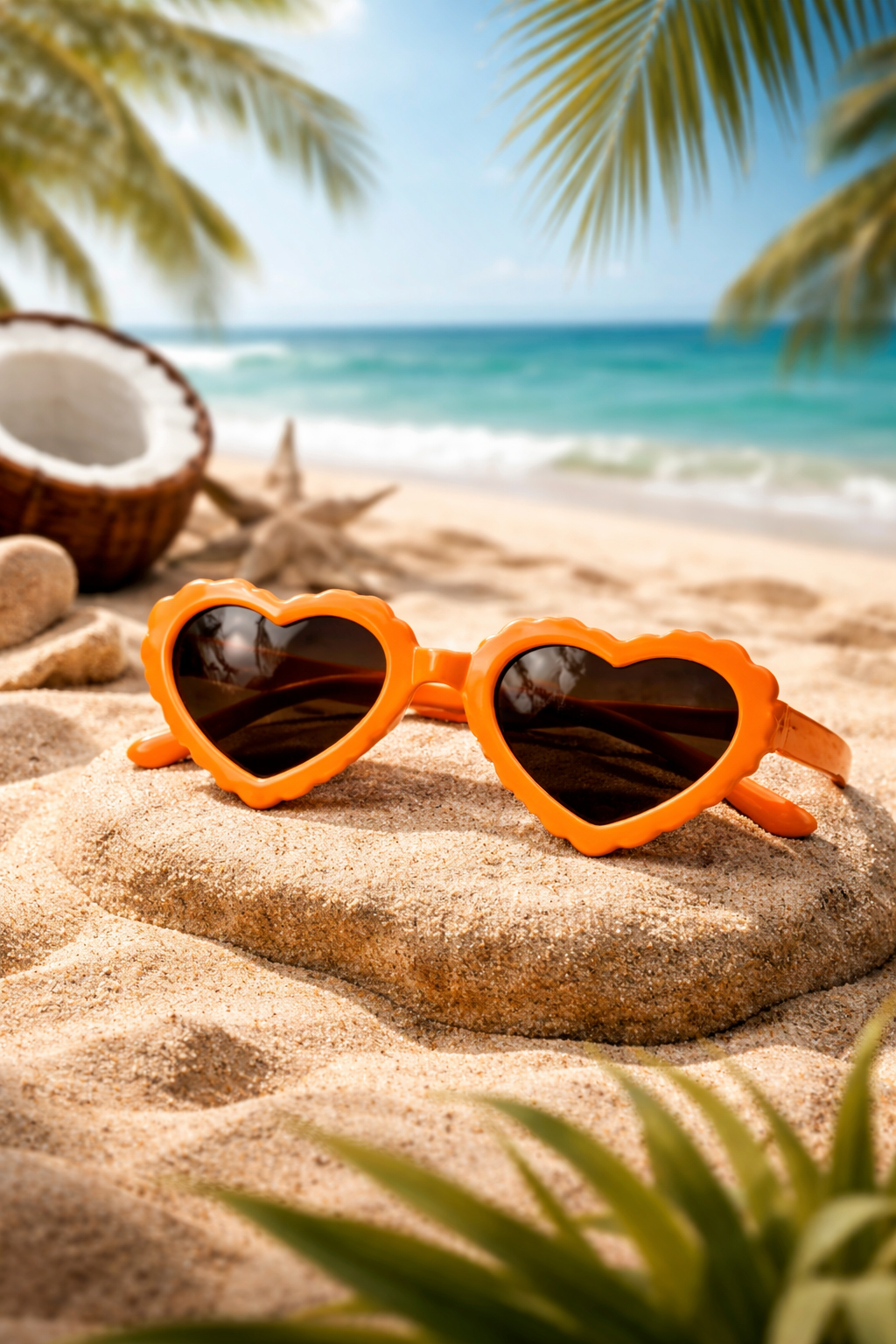 Bright Orange Heart-Shaped Dog Sunglasses – Cute UV Protection Shades