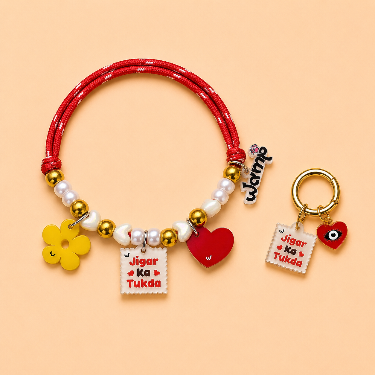 Jigar Ka Tukda Pet Neck Rakhi + Matching Keychain Tag | Behen Special Rakhi Combo