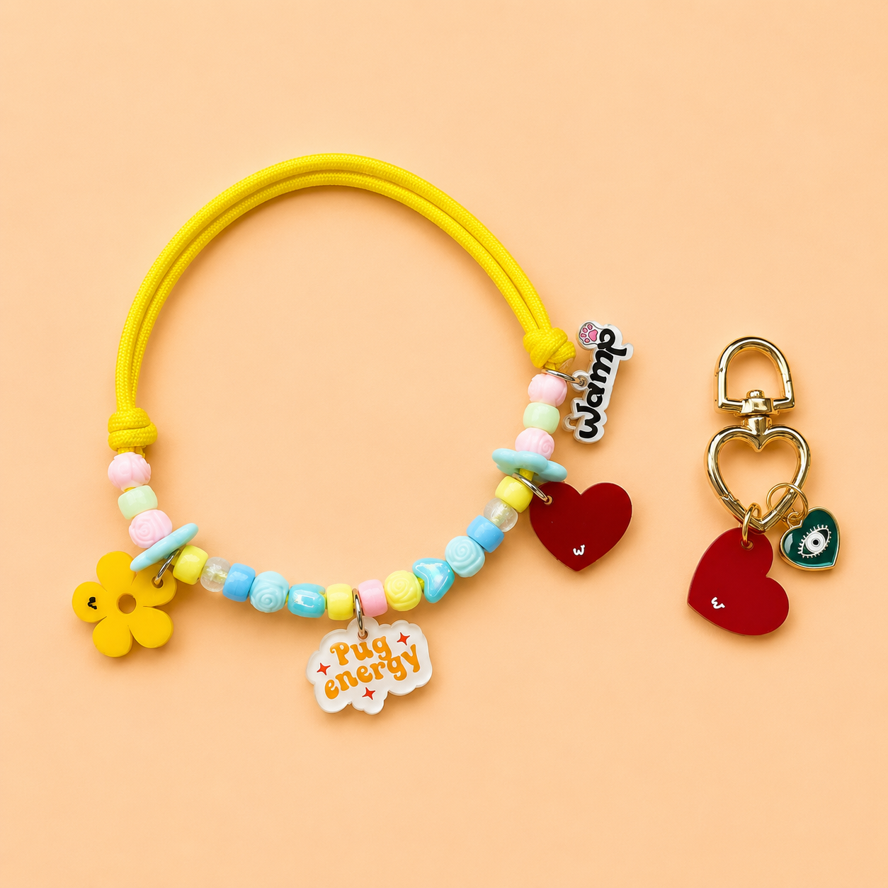 Pug Energy Pet Neck Rakhi + Matching Keychain Tag | Behen Special Rakhi Combo