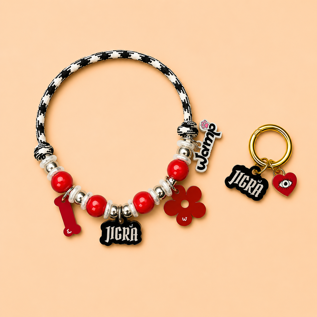 Jigra Pet Neck Rakhi + Matching Keychain Tag | Behen Special Rakhi Combo
