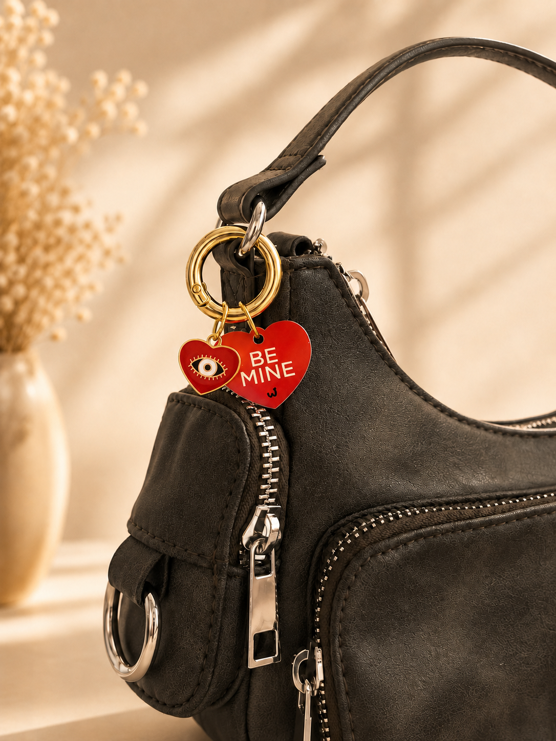 Be Mine Red Pet Neck Rakhi + Matching Keychain Tag | Behen Special Rakhi Combo