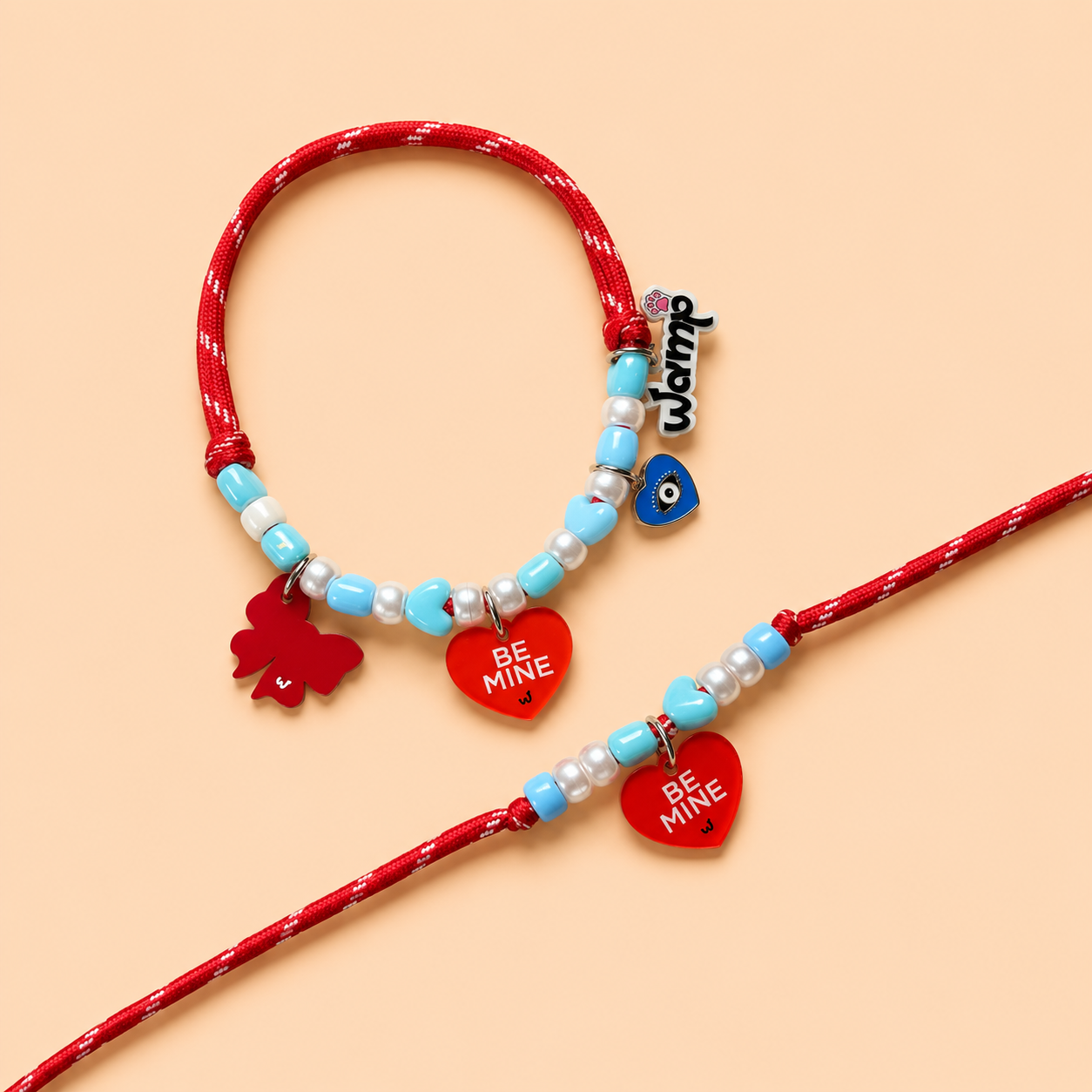 Be Mine Red Paw & Bro Combo | Pet Neck Rakhi + Kids Rakhi Set
