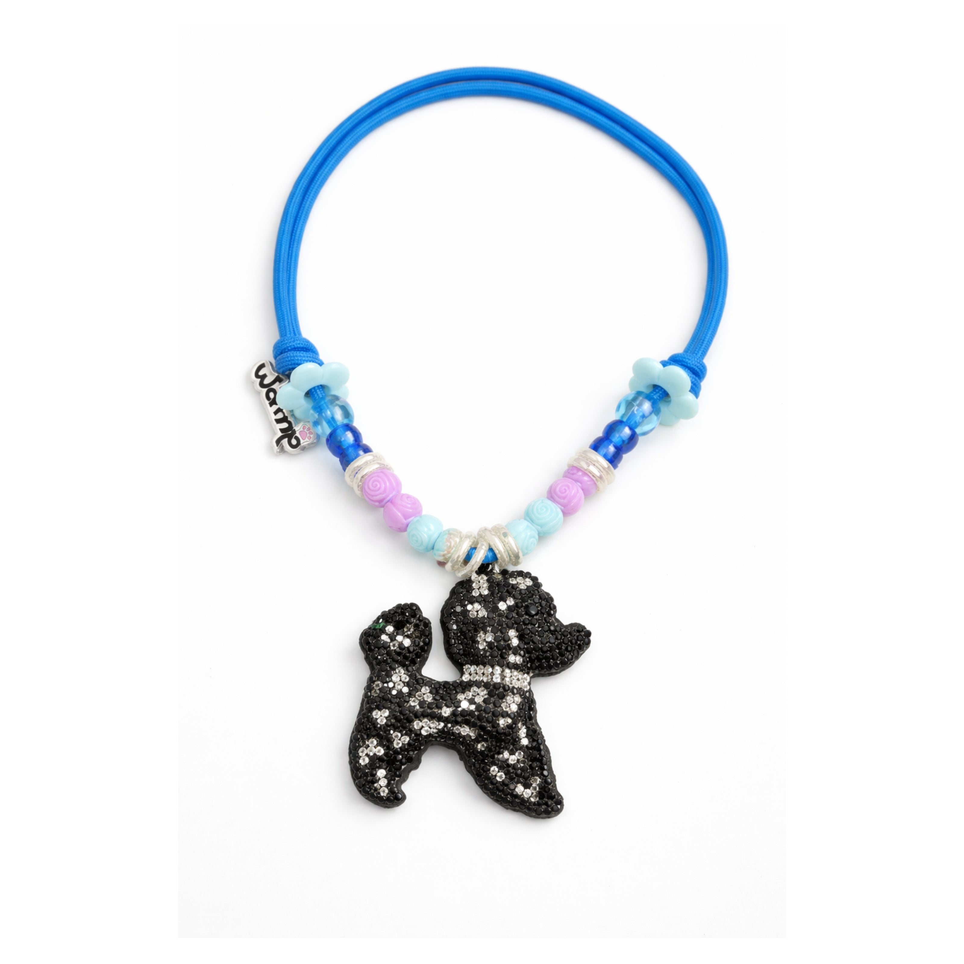 Black Bling Puppy Pendant Glitter Necklace