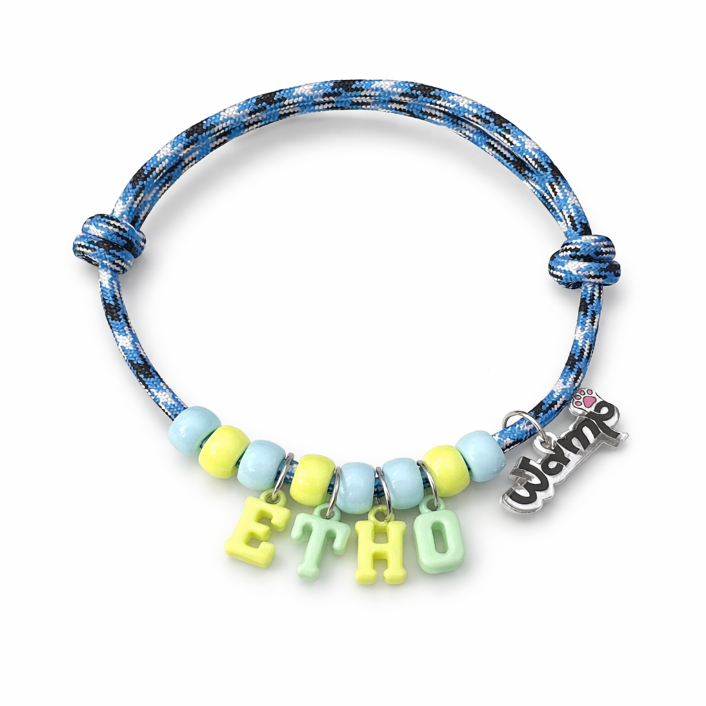 Blue Camo Name Cat Necklace