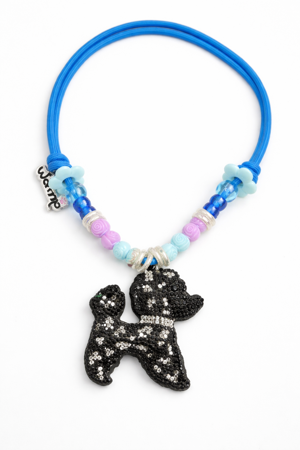 Black Bling Puppy Pendant Glitter Necklace