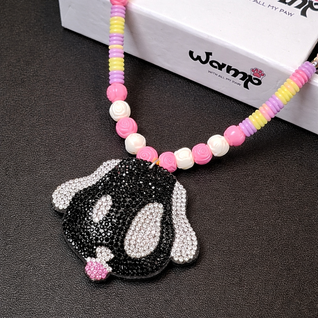 Cute Bling Puppy Face Glitter Necklace