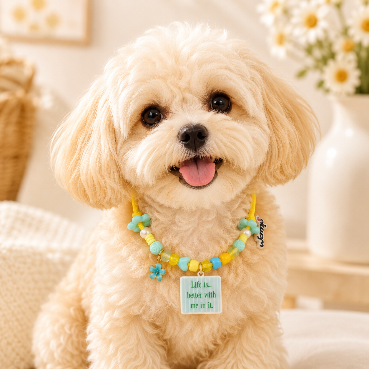 Lemon Blossom Dog Charm Necklace