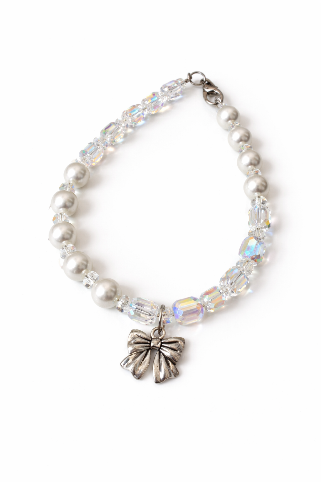 Pearl Crystal Cat Necklace