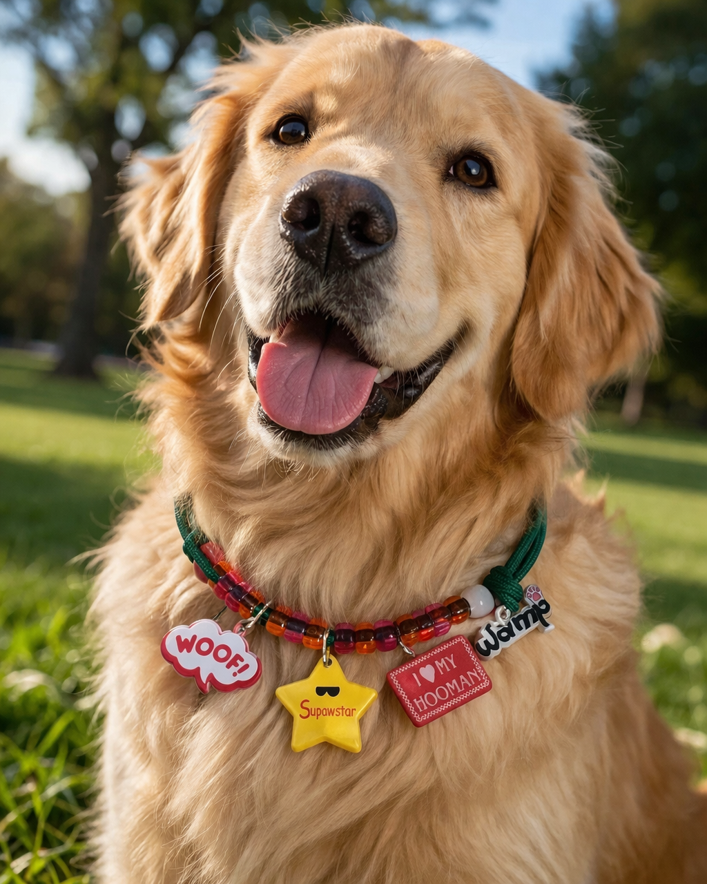 Supawstar Woof Multi-Charm Necklace