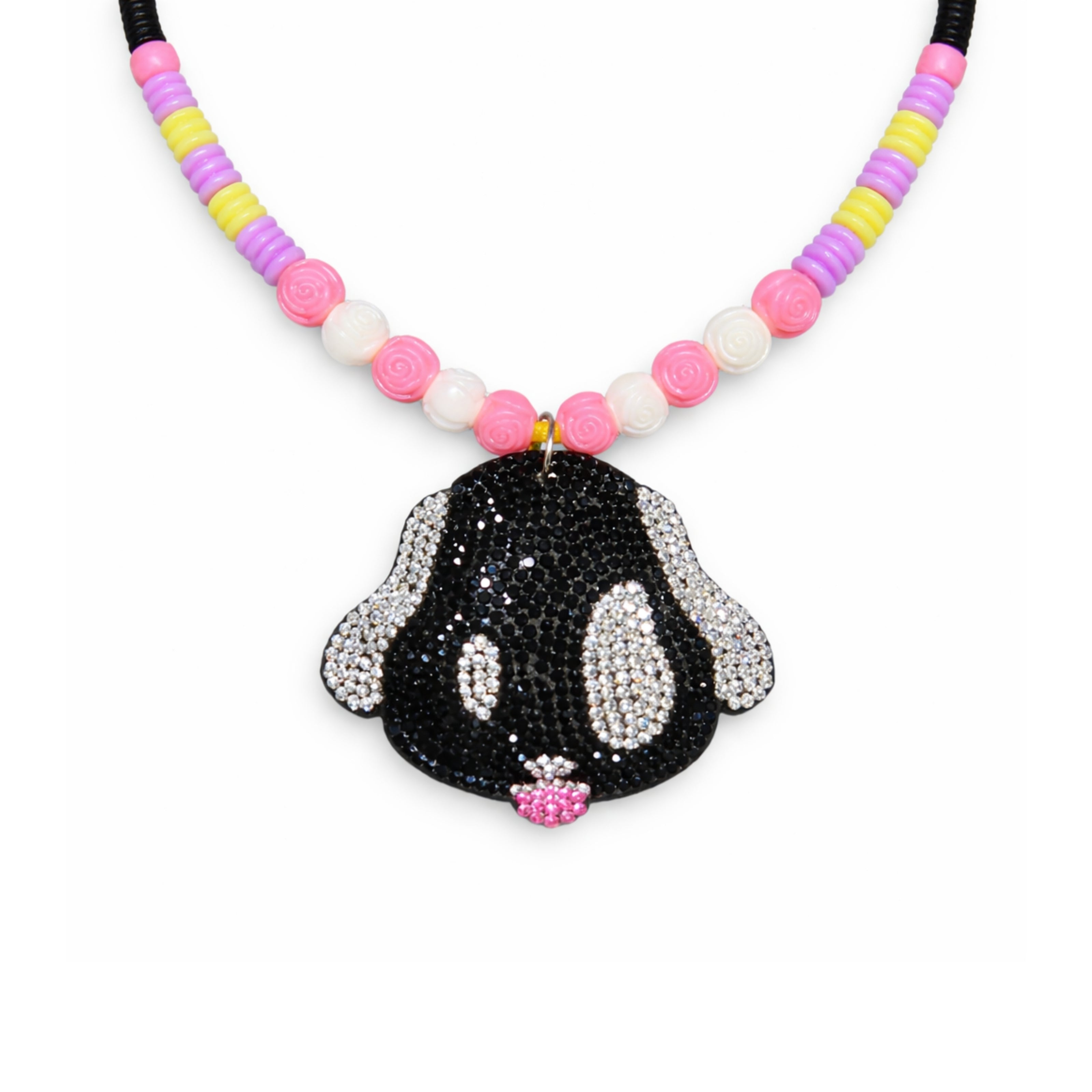 Cute Bling Puppy Face Glitter Necklace