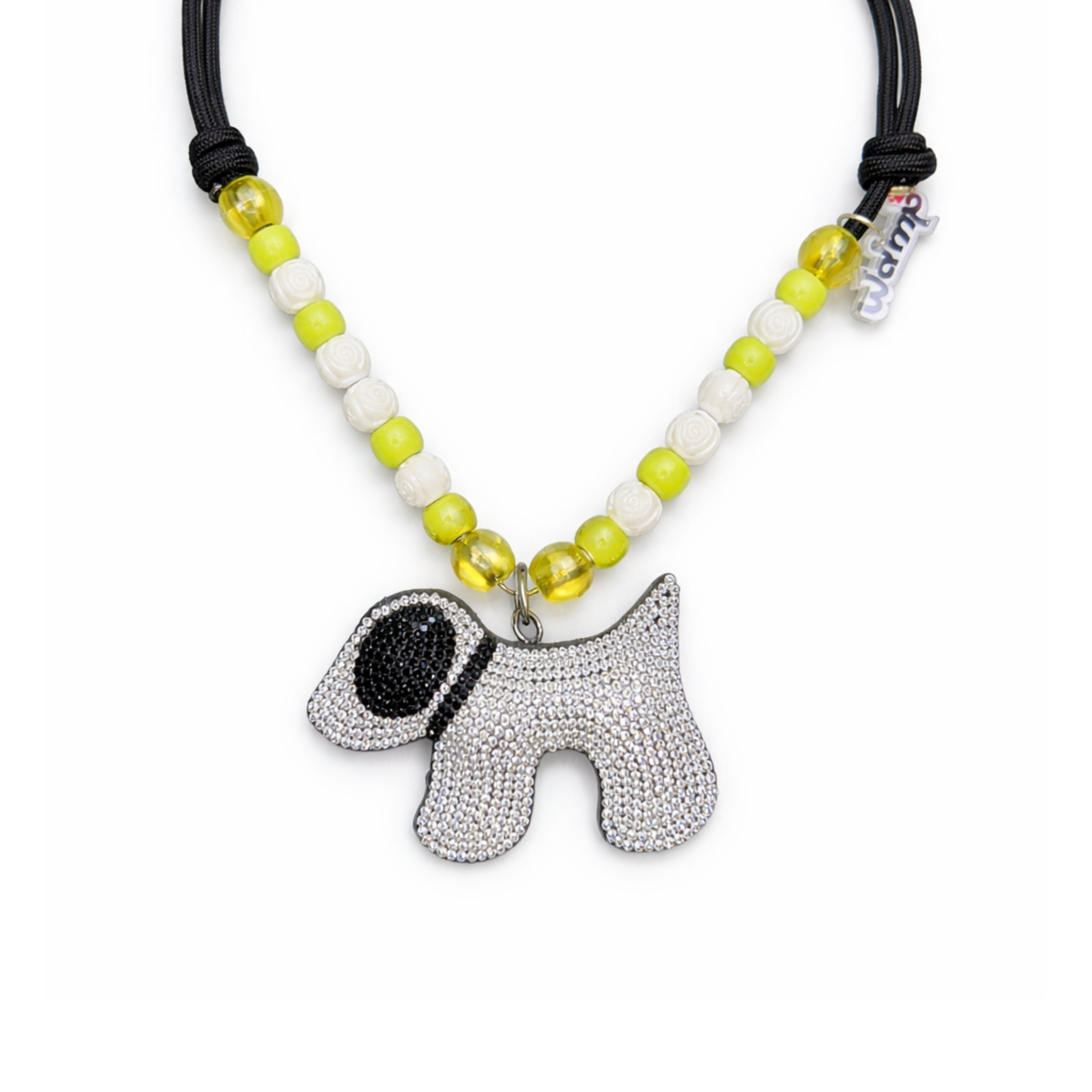 Glam Puppy Pendant Glitter Necklace