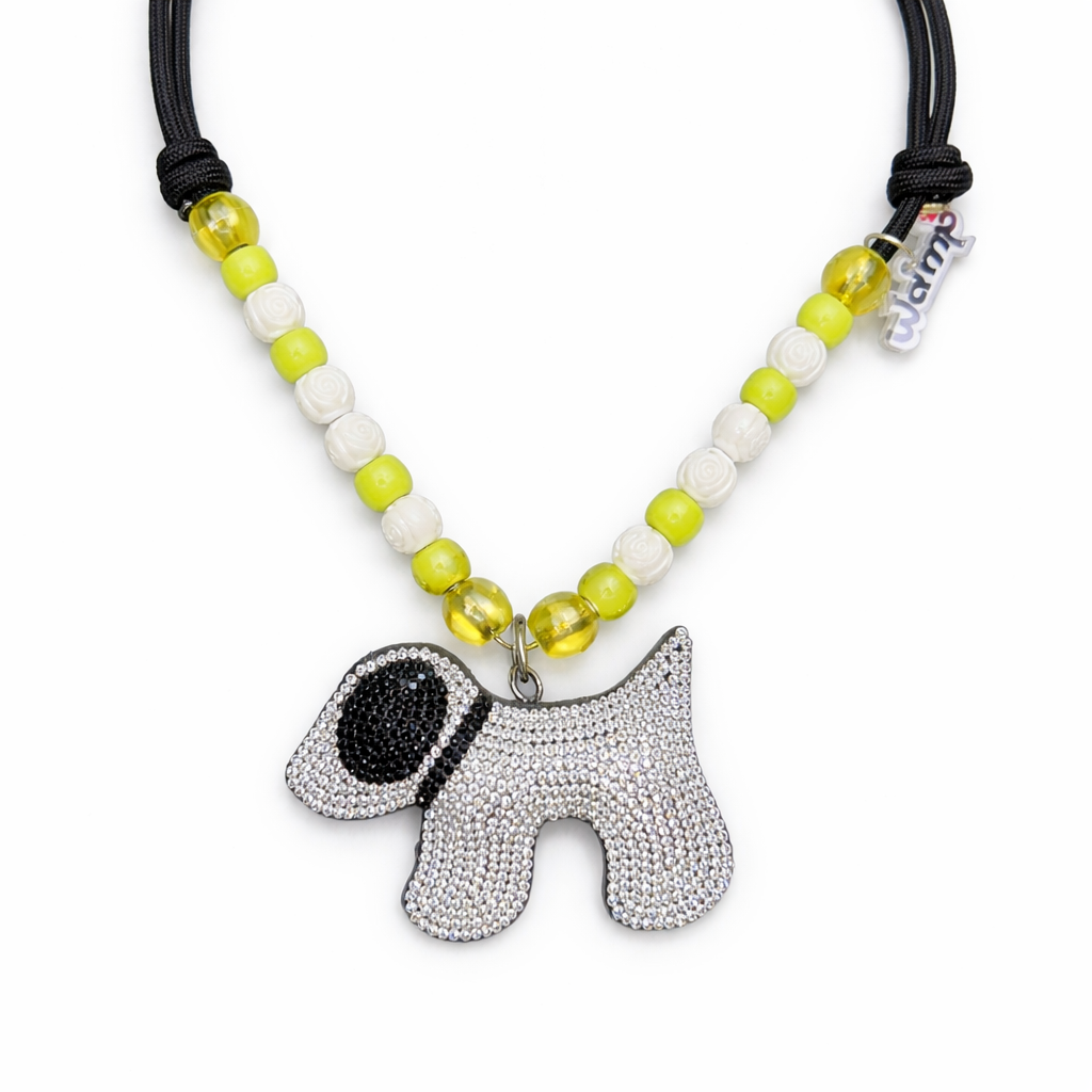 Glam Puppy Pendant Glitter Necklace