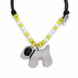 Glam Puppy Pendant Glitter Necklace