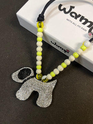 Glam Puppy Pendant Glitter Necklace