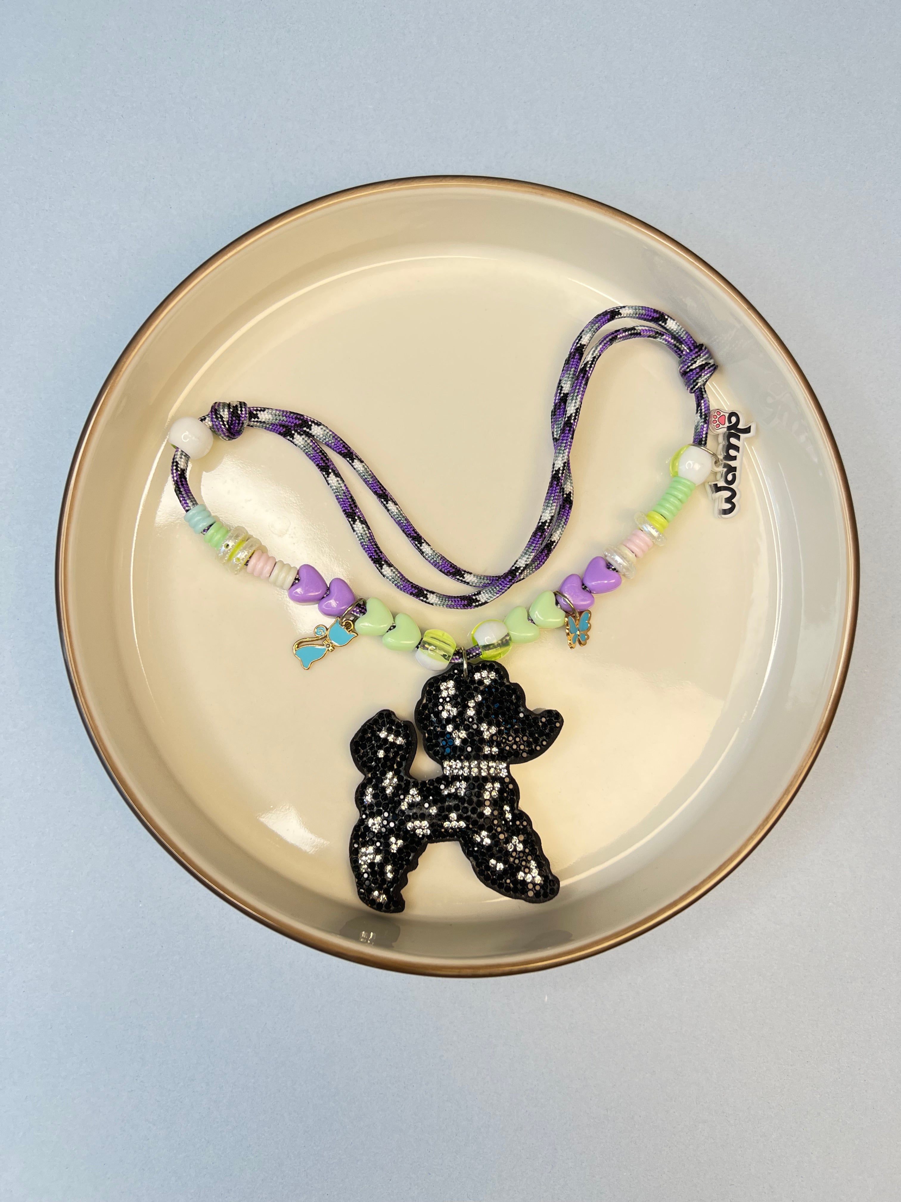 Pastel Heart Bling Puppy Glitter Necklace