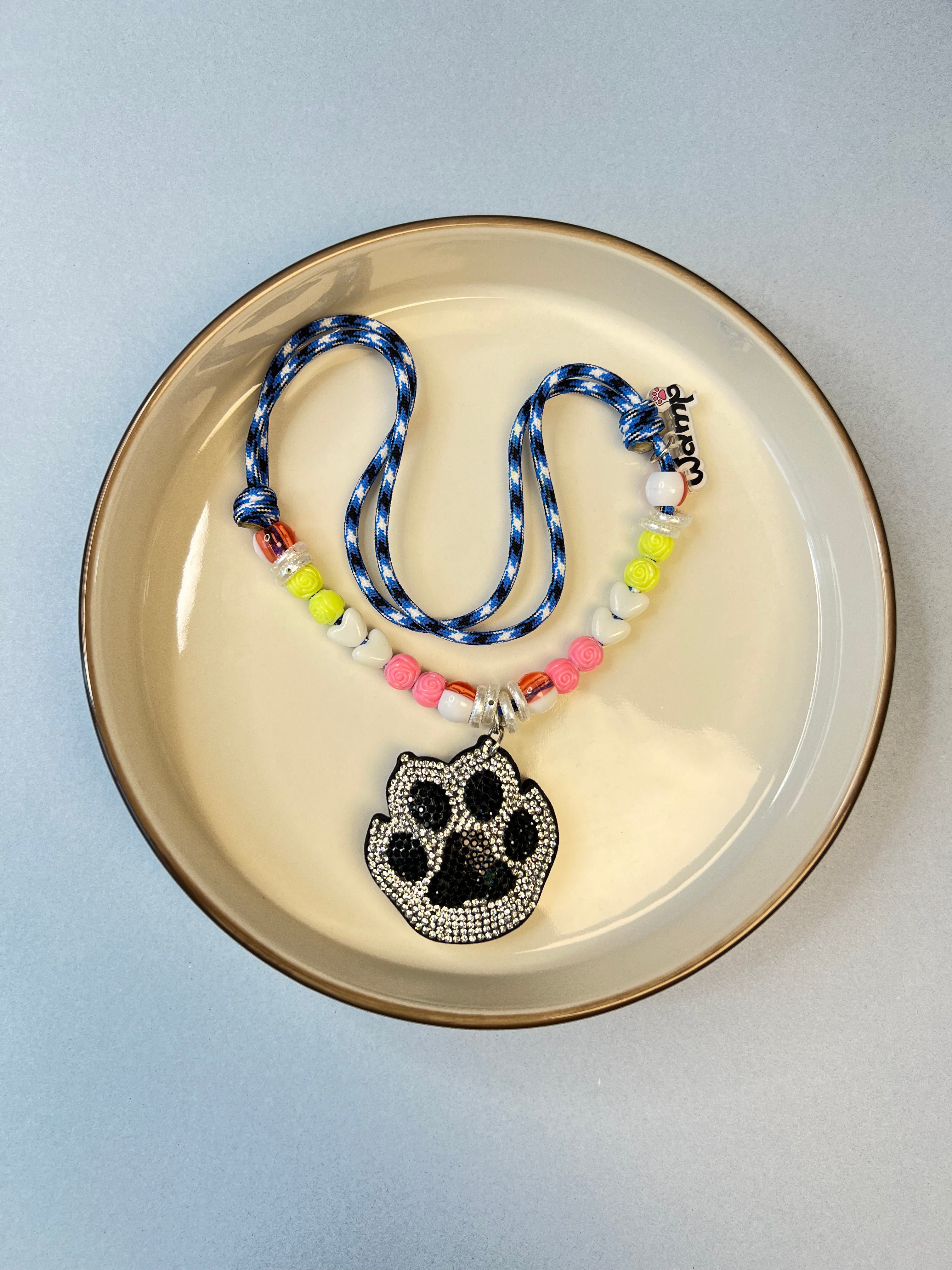 Paw Print Bling Dog Glitter Necklace