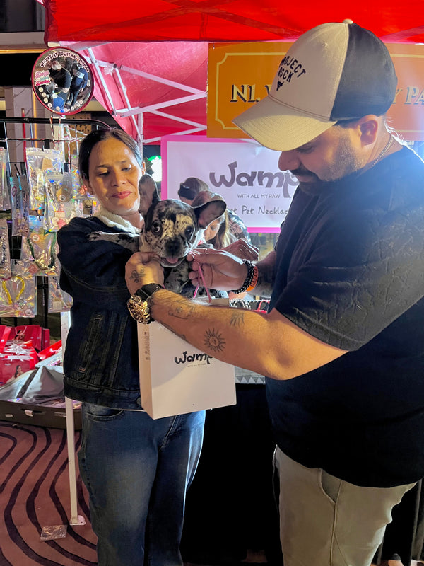 Pet wearing Wamps necklace