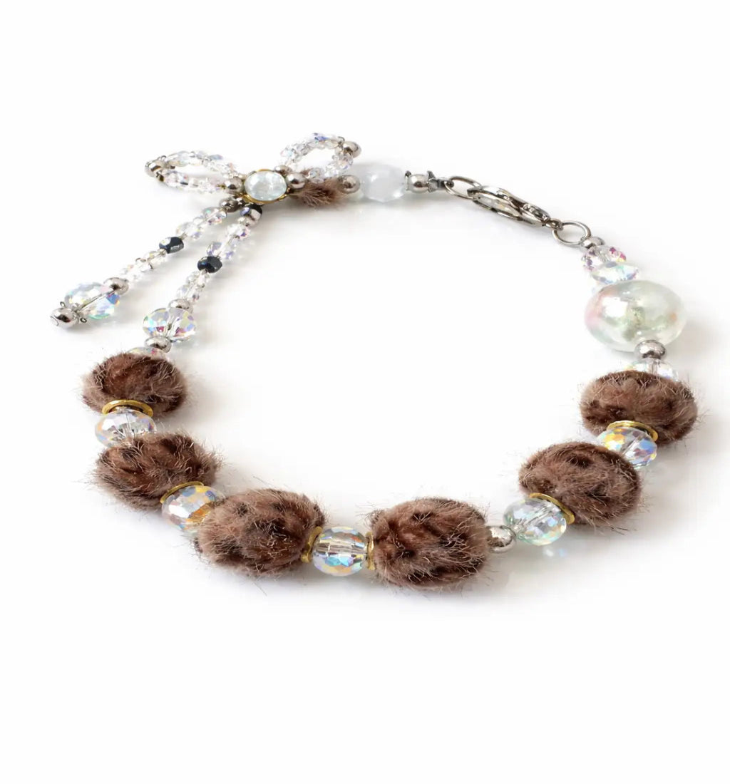 Mocha Bow Luxe Cat Necklace