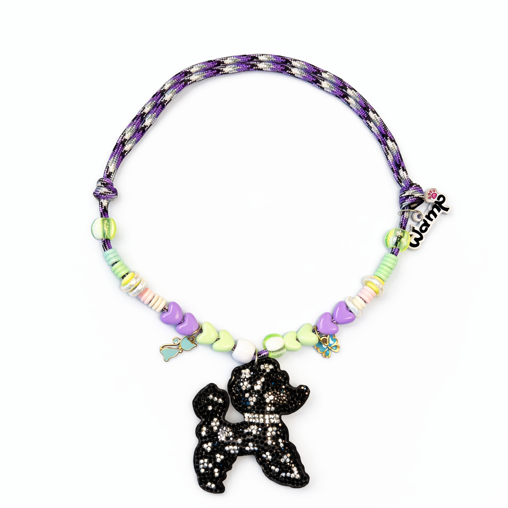 Pastel Heart Bling Puppy Glitter Necklace
