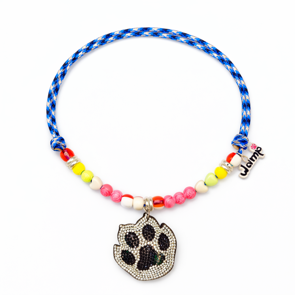 Paw Print Bling Dog Glitter Necklace