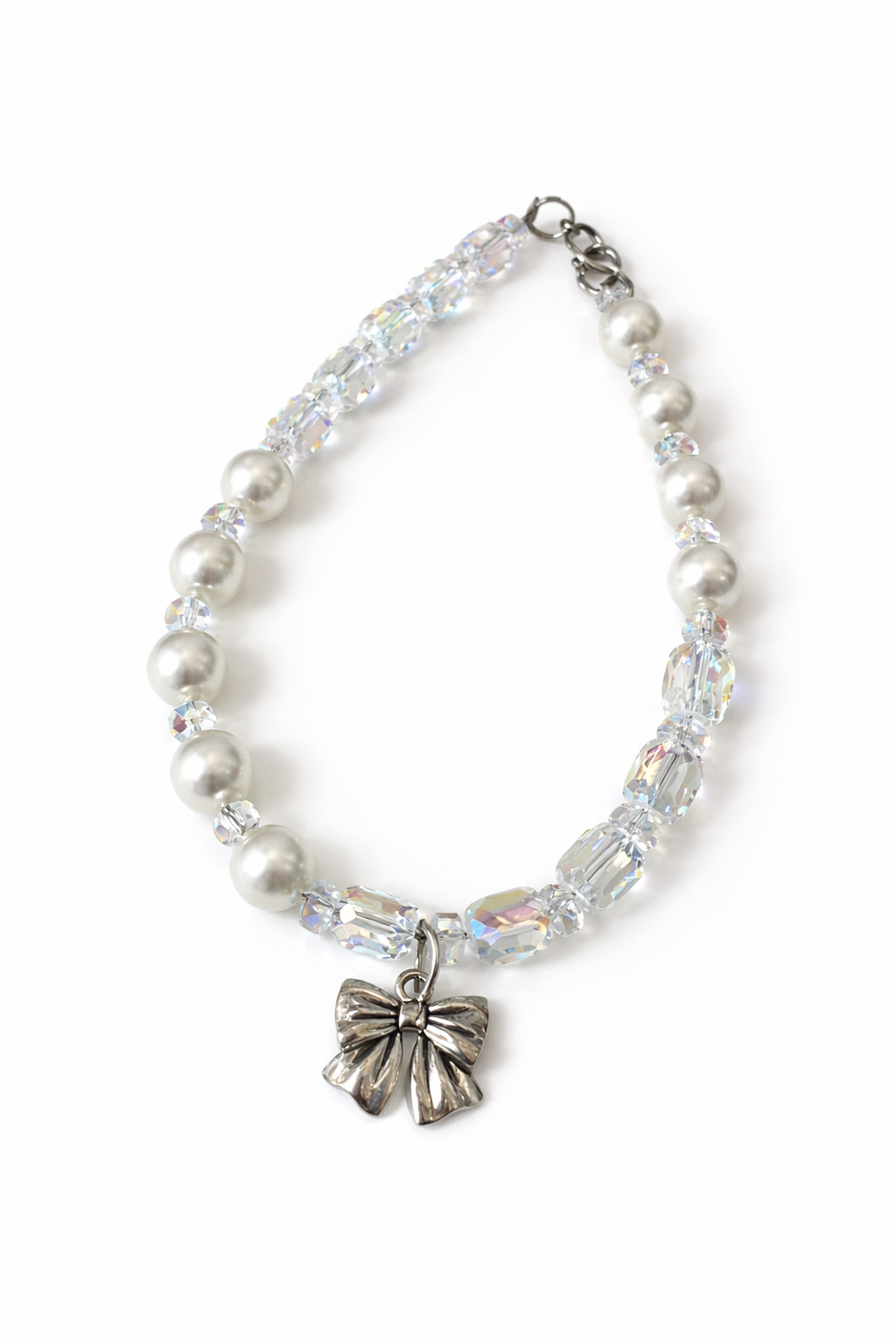 Pearl Crystal Cat Necklace