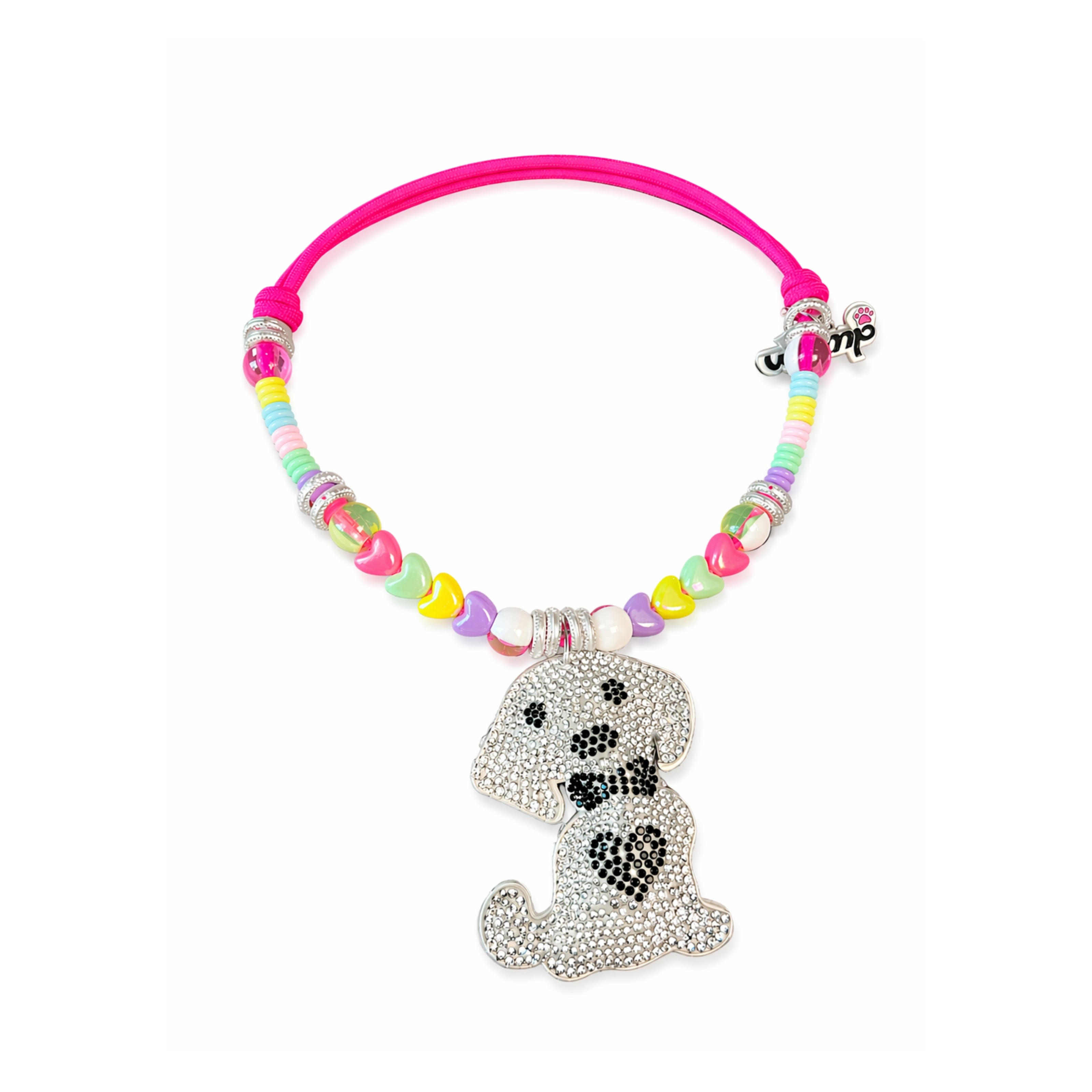 Silver Pup Glitter Necklace